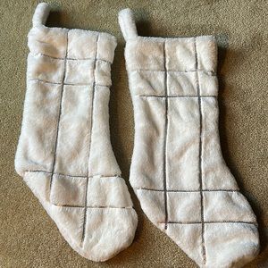 Like New White w/silver sequin Christmas Stockings (2)